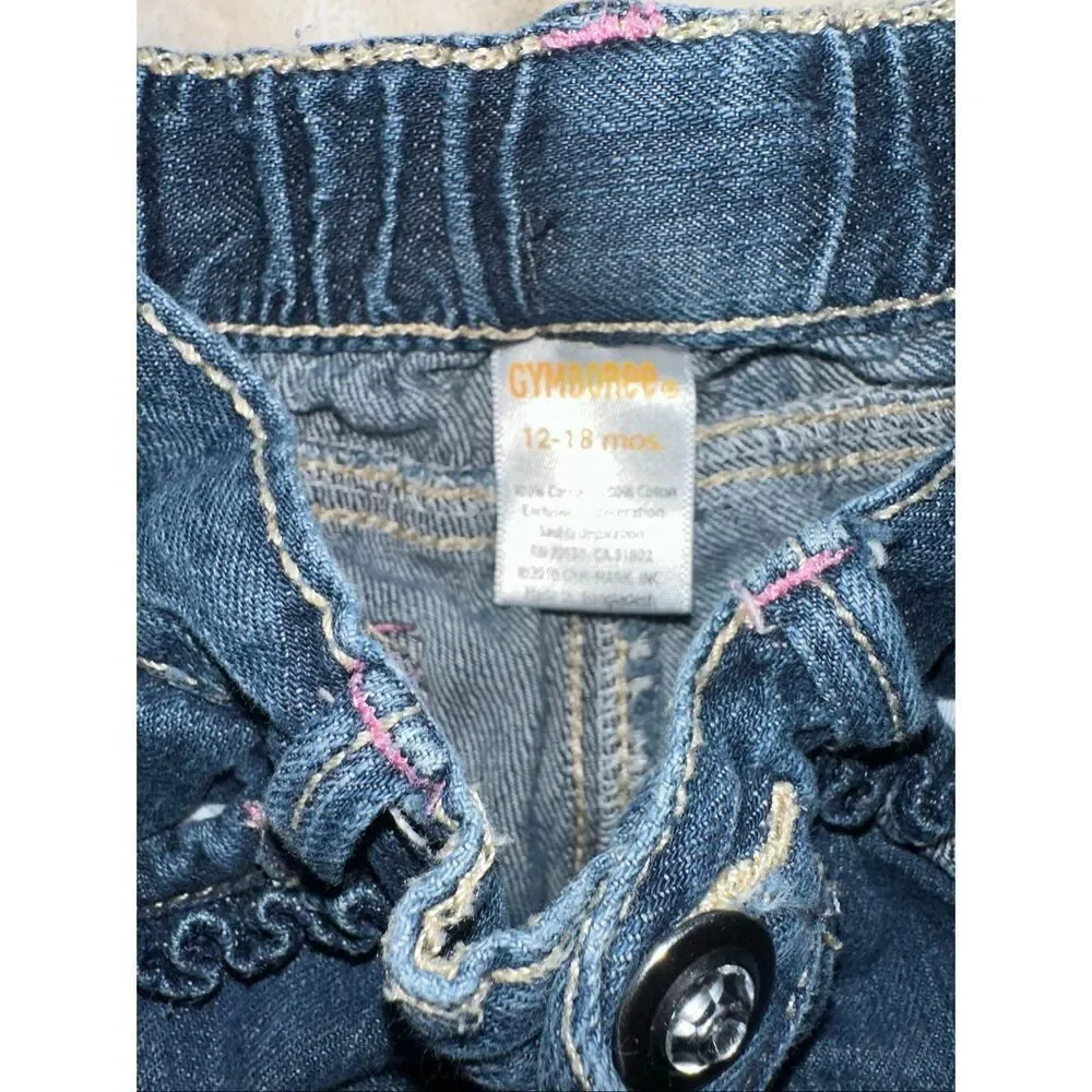 Vintage Gymboree Girls 12-18 Months Embroidered Blue Jeans Flare Princess Fairy